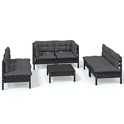 Maison Chic Salon de jardin 7 pcs + coussins - Mobilier/Meubles de jardin - Table et chaises d'extérieur Bois de pin massif -MN38062