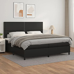 vidaXL Sommier à lattes de lit avec matelas Noir 200x200 cm Similicuir