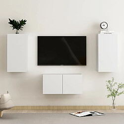 vidaXL Ensemble de meubles TV 3 pcs Blanc Bois d'ingénierie