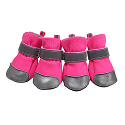 4 pcs chien animal respirant bottes chiot en plein air chaud anti-dérapant chaussures rose l pas cher