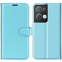 Etui en PU texture litchi, anti-écaillage avec support pour votre Oppo Reno8 Pro + 5G/Reno8 Pro 5G (Global Version) - bleu