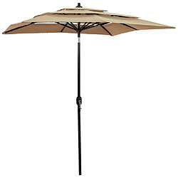 vidaXL Parasol à 3 niveaux avec mât en aluminium Taupe 2x2 m