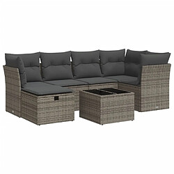 vidaXL Salon de jardin avec coussins 7 pcs gris résine tressée