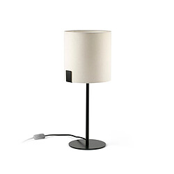 Faro Barcelona Lampe de table avec abat-jour rond noir mat avec abat-jour blanc cassé