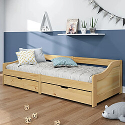 Maison Chic Lit de jour avec 2 tiroirs, Lit de repos Lit d'invité pour Salon Chambre,Canapé-lit IRUN 90x200 cm bois de pin massif -MN68613