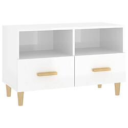 vidaXL Meuble TV Blanc brillant 80x36x50 cm Bois d'ingénierie