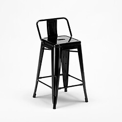 Avis Ahd Amazing Home Design Tabouret Tolix industriel en acier avec dossier métallique bar cuisine Steel Top, Couleur: Noir