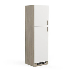 Dansmamaison Colonne de cuisine 2 portes 60 cm Blanc/Chêne - ABINCI