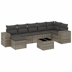 vidaXL Salon de jardin 8 pcs avec coussins gris résine tressée