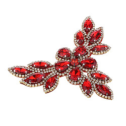 Appliques à coudre sur strass avec fond transparent et dos plat, décor rouge