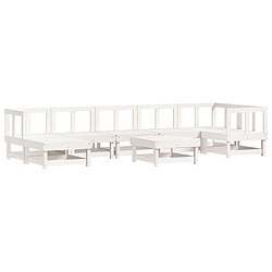 Avis Maison Chic Salon de jardin 8 pcs + coussins - Mobilier/Meubles de jardin - Table et chaises d'extérieur blanc bois massif -MN97491