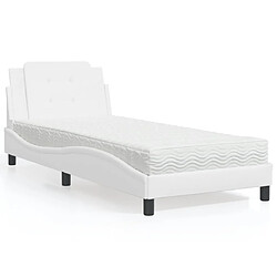 Vidaxl Lit avec matelas blanc 90x190 cm similicuir