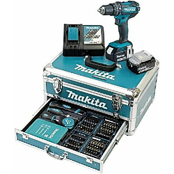 Makita 2 vitesses-Perceuse-visseuse à percussion sans fil + 2 batteries, + mallette, + accessoires, + chargeur