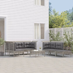 Maison Chic Salon de jardin 10 pcs + coussins - Mobilier/Meubles de jardin - Table et chaises d'extérieur Gris Résine tressée -MN37195