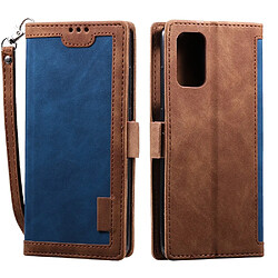 Etui en PU épissage vintage avec support bleu pour votre Samsung Galaxy S20