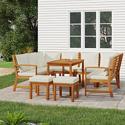 vidaXL Ensemble à manger de jardin coussins 9 pcs Bois acacia