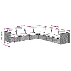 Acheter vidaXL Salon de jardin 7 pcs avec coussins Résine tressée Marron