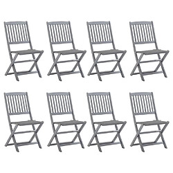 vidaXL Chaises pliables d'extérieur lot de 8 et coussins Bois d'acacia