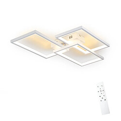 NETTLIFE Plafonnier LED en métal blanc 72W 80cm Lampe de salon moderne à intensité variable avec Design rectangulaire pour à coucher, chambres