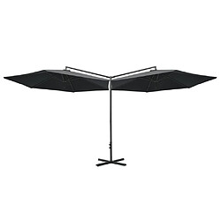 Helloshop26 Parasol double avec mât en acier 600 cm anthracite 02_0008423