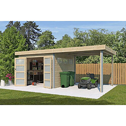 Gardenas Chalet en bois profil aluminium contemporain avec extension 16.80 m² Sans option.