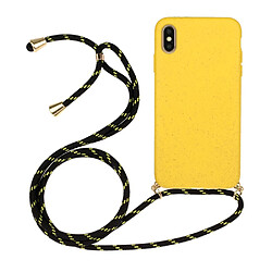 Coque en TPU souple avec sangle multifonction jaune pour votre Apple iPhone X/XS 5.8 pouces