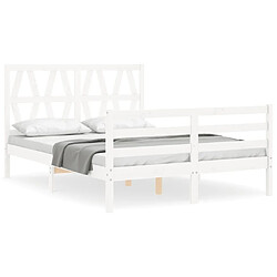 Maison Chic Lit adulte - Cadre Structure de lit avec tête de lit Contemporain blanc 120x200 cm bois massif -MN37579