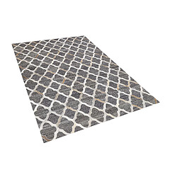 Beliani Tapis en cuir et tissu gris et beige 140 x 200 cm ROLUNAY