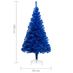 vidaXL Arbre de Noël artificiel pré-éclairé et boules bleu 180 cm PVC pas cher