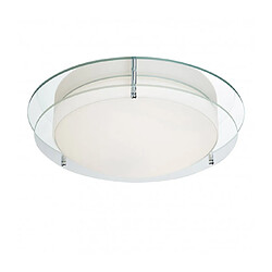 Searchlight Plafonnier 38cm Bathroom, chrome, verre clair et opale