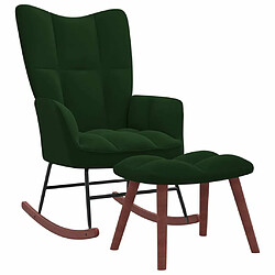 Maison Chic Chaise à bascule avec repose-pied | Fauteuil Relax Vert foncé Velours -GKD75491