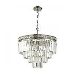 Luminaire Center Suspension Vyana cristal et nickel brossé 4 ampoules