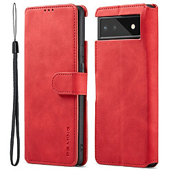 Etui en PU + TPU DG.MING style rétro avec support, rouge pour votre Google Pixel 6