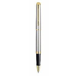 Waterman Hemisphere Stainless Steel Gold Trim Rollerball - Gift Boxed