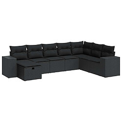 vidaXL Salon de jardin 8 pcs avec coussins noir résine tressée