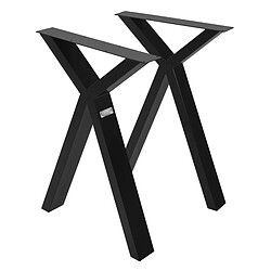 ML DESIGN MODERN LIVING 2 Pieds de table acier type X industiel piètement de meuble DIY noir 50x8x72 cm