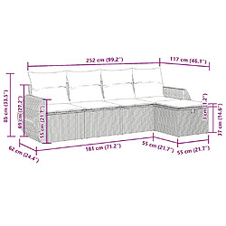 vidaXL Salon de jardin 5 pcs avec coussins noir résine tressée pas cher