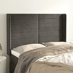 Maison Chic Tête de lit scandinave avec oreilles,meuble de chambre Gris foncé 147x16x118/128 cm Velours -MN13370