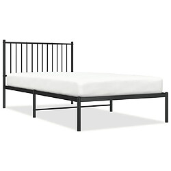 vidaXL Cadre de lit métal sans matelas avec tête de lit noir 100x200cm