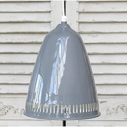 L'Héritier Du Temps Superbe Lustre Emaillé Suspension Lumineuse Luminaire Intérieur 1 Lampe en Fer Emaillé Gris 21,5x21,5x27cm