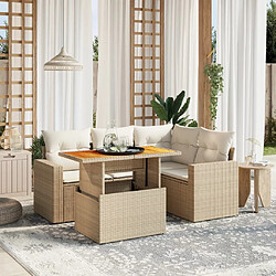 vidaXL Salon de jardin avec coussins 5 pcs beige résine tressée