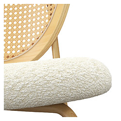 Acheter Moloo BALI-Fauteuil en tissu bouclé Ecru, rotin et métal décor chêne