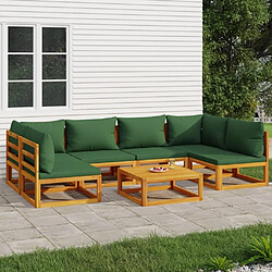 Maison Chic Salon de jardin 7 pcs + coussins - Mobilier/Meubles de jardin - Table et chaises d'extérieur vert bois massif -MN58403