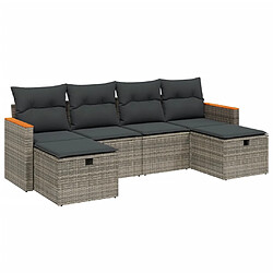 vidaXL Salon de jardin 6 pcs avec coussins gris résine tressée