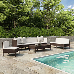 Maison Chic Salon de jardin 9 pcs + coussins - Mobilier/Meubles de jardin - Table et chaises d'extérieur Résine tressée Marron -MN21003