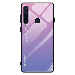 Wewoo Coque Pour Galaxy A9 2018 étui en verre de couleur dégradée violet clair