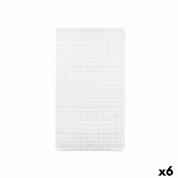 Berilo Tapis de Douche Antidérapant Carreaux Blanc PVC 67,7 x 38,5 x 0,7 cm (6 Unités)