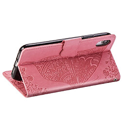 Wewoo Housse Coque Étui en cuir à rabat horizontal Butterfly Love Flowers gaufrage pour iPhone XRavec supportlogements cartesportefeuille et lanière rose