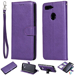 Wewoo Housse Coque Pour Huawei Y6 2018 / Honor 7A Étui de protection à rabat horizontal de couleur unie avec support et fentes cartes et portefeuille et cadre photo et lanière violet