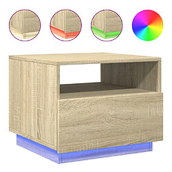 Maison Chic Table basse pour salon | Table à café avec lumières LED chêne sonoma 50x49x40 cm -GKD98686